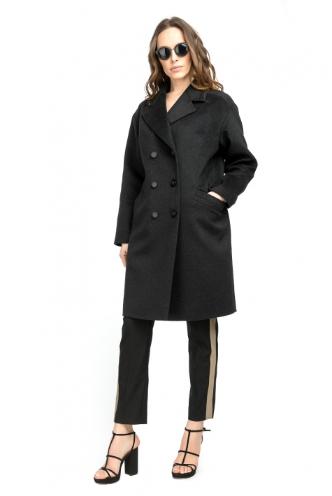 Женское пальто из текстиля с воротником 8018717