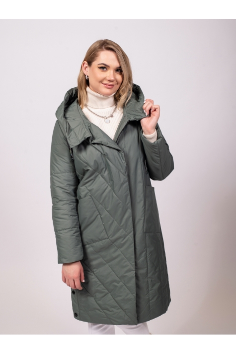 Женское пальто из текстиля с капюшоном 8023448